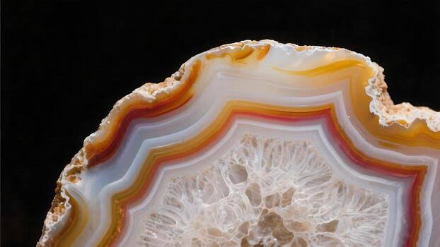 The distinct banded layers of an agate slice, AI generated