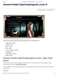 Indrabet bandar game slot aman dan sudah teruji. Bocoran Prediksi Togel Hongkongpools Jumat 15 Februari 2019 Jitulah