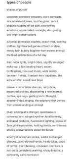 Mauve With A Touch Of Lavender Types Of People Writing Characters Writing Inspiration