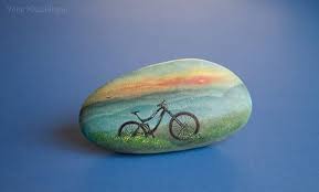 Yana Khachikyan On Instagram Bike Bycicle Khachikyana Oil Painting Stones Paintedstones Handpainted Handm Bicycle Painting Stone Painting Pebble Art