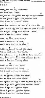 Song Lyrics With Guitar Chords For I Saw Her Standing There Ukelessons Guitarlessonstabs Guit Guitar Chords For Songs Guitar Chords And Lyrics Guitar Chords