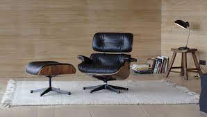 Vitra Vitra Lounge Chair Ottoman Walnut Black Pigmented Workbrands