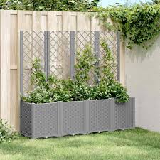 Garden Planter with Trellis Grey 160x40x140 J2Y0