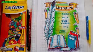 Decora tus cuadernos del colegio, ya. Artesoscar 2 Caratulas De Literatura Portadas Faciles Y Bonitas Facebook
