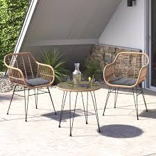 Jolyn Wickered 3 Piece Bistro Set With Cushions In 2020 Bistro Set 3 Piece Bistro Set Outdoor Bistro Set