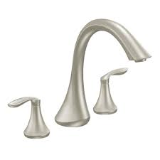 Other times the faucet handle may crack, discolor or otherwise look old, while still functioning. Moen Eva 2 Handle Deck Mount Roman Tub Faucet Trim Kit In Brushed Nickel Valve Not Included T943bn The Home Depot