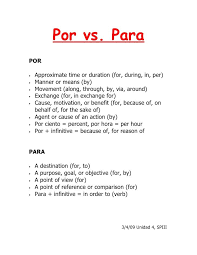 Por Vs Para 1 728 Jpg 728 942 Learning Spanish Vocabulary How To Speak Spanish Learn Spanish Online