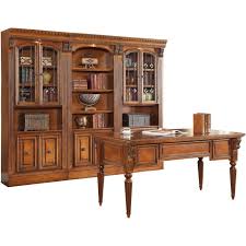 The huntington collection of fine office furniture exhibits traditional english style, complete with fluted columns and dentil crown molding. Parker House Huntington 4pc Library Wall With Writing Desk In Pecan Unlimited Furniture