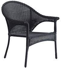 It should easily clean off. Style Selections Valleydale Wicker Patio Chair Stackable Black Lg 8203 01 Rona