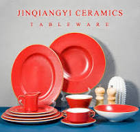 Vintage Porcelain Dishes & Plates Red Glaze Christmas Dinnerware Set  Crockery Restaurant Dinner Plate Set Ceramic with Gold Trim