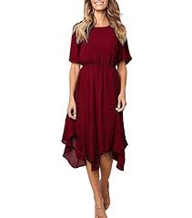 Subito a casa e in tutta sicurezza con ebay! Moceal Donna Manica Corta Abito Al Ginocchio Vestiti Di Colore Solido Estivo Slim Vestito A Tubino Elegante Bodycon Abiti In Spaccato M Vino Rosso