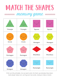 Free Printable Match The Shapes Memory Games For Kids Shape Games For Kids Memory Games For Kids Free Games For Kids
