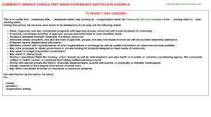 Create different analytical role models appropriate to projects. Community Service Consultant Experience Certificates