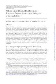 Pdf Where Disability And Displacement Intersect Asylum Seekers And Refugees With Disabilities