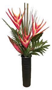 Large Artificial Tropical Heliconia Plant Arrangement Summer Floral Centerpiece In Ceramic Vase Heliconia Plant My Flower Flower Arrangements