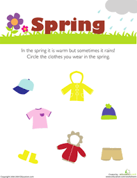 What Do You Wear In The Spring Spring Preschool Activities Seasons Worksheets Spring Preschool