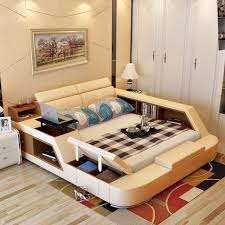 Modern Leather Queen Size Storage Bed Frame With Storage Bookcase Cabinets Stool No Mattress Bed In 2020 Mattress Bedroom Bedroom Furniture Sets Bed Frame With Storage