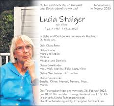 Traueranzeigen von Lucia Staiger