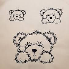Teddy Bear Head 4 Sizes Digitized Machine Embroidery Design Digital  Download Ted Line Drawing, 3 Bears Furry Face, Peeker