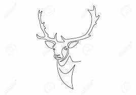 Continuous Line Drawing Of Reindeer Head Vector Winter Animal Animal Line Drawings Line Drawing Continuous Line Drawing