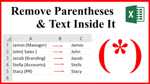 Here we have a list of text and n number of characters to remove. How To Remove Brackets Anything Inside It In Excel Youtube