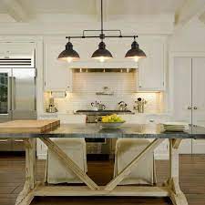 Kitchen island lighting pendants on barn. Lnc Industrial 3 Light Black Modern Farmhouse Dome Island Chandelier Rustic Linear Barn Pendant With Brushed Gray Shades A03255 The Home Depot