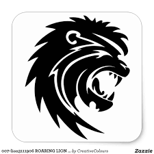 007 Lion3111906 Roaring Lion Black White Tattoo Classic Round Sticker Zazzle Com