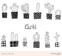 All cactus clip art are png format and transparent background. Cute Cactus Clipart Black And White Modern Houseplant Hand Drawn Succulent