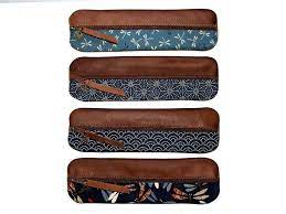 elegantes federmappchen leder stoff wellen japan etsy federmappchen leder mappchen federmappchen