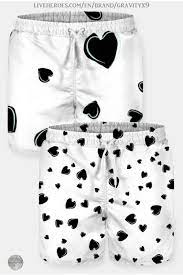 Black Hearts On White Swim Shorts Swim Trunks For Men Women S Swimsuits Available White Swim Shorts Swimsuit For Men Swimsuit Fashion