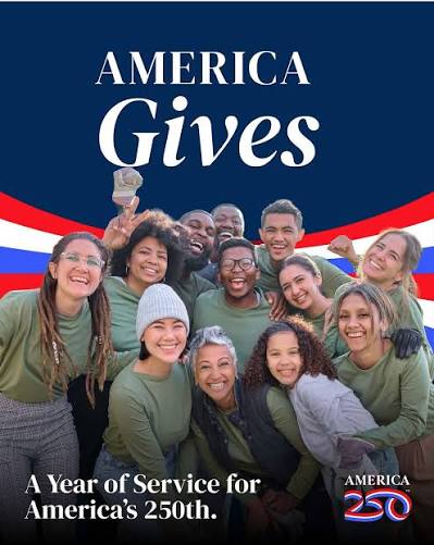 America Gives is officially live! Proud to partner with @America250 to  honor America's 250th anniversary with a nationwide Year of Service.  Americans of all ages can now begin submitting their volunteer hours