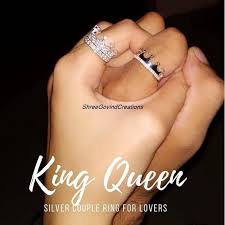 A promise ring is a symbol of love, acceptance and never ending relationship. King And Queen Rings White Diamond King Queen Ring Couple Etsy In 2021 Queen Rings Matching Promise Rings King Queen Rings