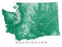 Washington Map Print Usa State Wa Washington Map State Map Art Map Print