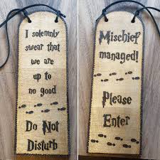 Door Hanger Harry Potter Inspired Home Decor Hanging Sign House Warming Unique Gift Mischief Managed Harry Potter Decor Harry Potter Gifts Hanging Signs