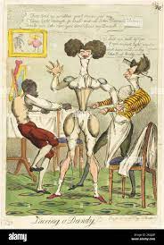 Lacing a Dandy, published January 26, 1819, Unknown Artist (English),  published by Thomas Tegg (English, 1776-1845), England, Handcolored etching  on cream wove paper, 300 × 216 mm (image), 322 × 228 mm (sheet), plate mark  not visible Stock Photo - Alamy