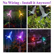 Outdoor Solar Garden Lights Color Changing Hummingbirds Stake Lights 2 Hummingbirds Solar Lights Garden Outdoor Solar Garden Lighting