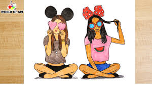 Find a few printable second grade coloring pages and get your kid coloring. How To Draw Two Best Friends Drawing Two Beautiful Girls Colour Pencil Sketch Youtube
