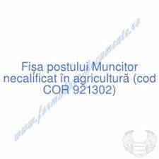 Muncitor necalificat n silvicultur (cod cor 921202). FiÈa Postului Èi FiÈÄ De Evaluare A PerformanÈelor Individuale Pentru Muncitor Necalificat In AgriculturÄ Cod Cor 921302