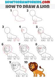 Then one more here so i bring a red colour to in towards his nose and now this is going to come down for his step. How To Draw A Lion For Kids Easy Drawing Tutorial