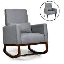 Made from the best materials to provide ultimate comfort. Gymax 2 In 1 Fabric Upholstered Rocking Chair Nursery Armchair With Pillow Dark Grey Walmart Com Walmart Com