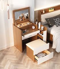 Modern Dressing Table With Mirror Multifunctional Makeup Vanity Set Drawers Stool Included In 2020 Tiny House Furniture Home Furniture Room Design Bedroom