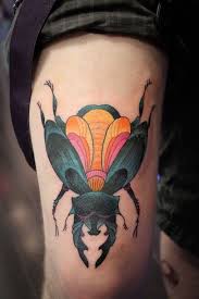 Beetle Love By Madame Tattoo Beetle Tattoo Bug Tattoo Girl Thigh Tattoos Vector illustration, spiritual tattoo sketch. pinterest