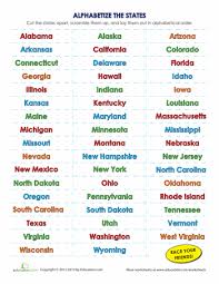 List Of The 50 States In Alphabetical Order Worksheet Education Com Alphabetical Order Worksheets United States Geography Abc Order