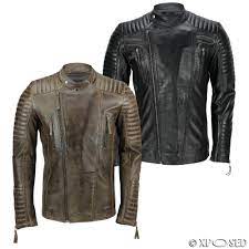 New Mens Slim Fit Real Leather Biker Jacket Urban Vintage Washed Brown Tan Black Ebay Leather Jacket Men Leather Jacket Real Leather Jacket