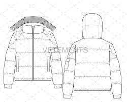 Puffer Coat Flat Illustrator Sketch Etsy In 2021 Color Trends Fashion Flat Drawings Flat Sketches