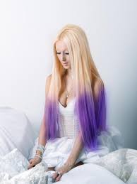 Lavender hair extensions / clip in with blonde ombre 18 / purple balayage hair, metallic purple, light purple price: 32 Inch Bleach Blonde And Purple Ombre Clip In Hair Extensions Two Tone Straight 9 Pieces