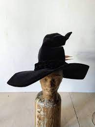 Black Witch Hat Wizard Hat Hat With Pheasant Feathers Pointy Hat Wide Brim Hat Mage Sorcerer Warlock By Bartoshevic Witch Hat Wizard Hat Black Witch Hat