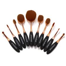Black And Rose Gold Makeup Brushes 10 Piece Black And Gold Oval Brush Set Oval Brush Set Oval Brush Brush Set