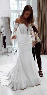 Vintage White Lace Mermaid Long Wedding Dresses Modest Long Sleeve Church Bridal Dress Wedding Dress Long Sleeve Wedding Dress Chiffon Wedding Dress Sleeves