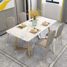 Create a space you love to live in! Italian Malaysia Philippines Stone Inlaid Restaurant Dining Table Set Marble Top Buy Brown Color Chair Sliver Legs Stainless Steel And Iron Material 4 People Seat Seats Strong Hard Table Unique Modern Popular